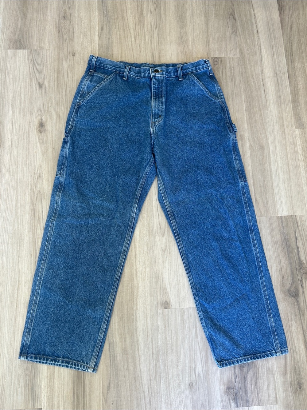 Carhartt 100115 Mens Denim Carpenter Work Jeans 38x30 Medium Wash